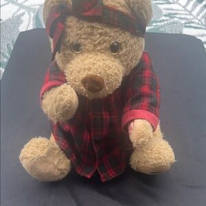 Plaid Red and Black Teddy Bear‎